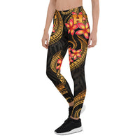 Polynesian Hawaii Women Legging - Gold Plumeria - Polynesian Pride