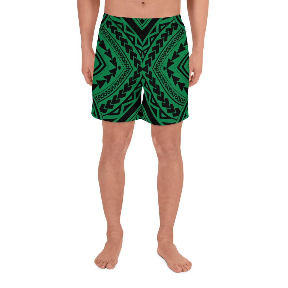 Polynesian Tradition Green Men's Athletic Long Shorts Art - Polynesian Pride