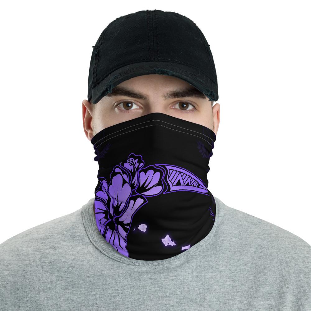 Hawaiian Bandana - Hawaii Hibiscus Map On The Moon Violet Neck Gaiter Violet One Size - Polynesian Pride