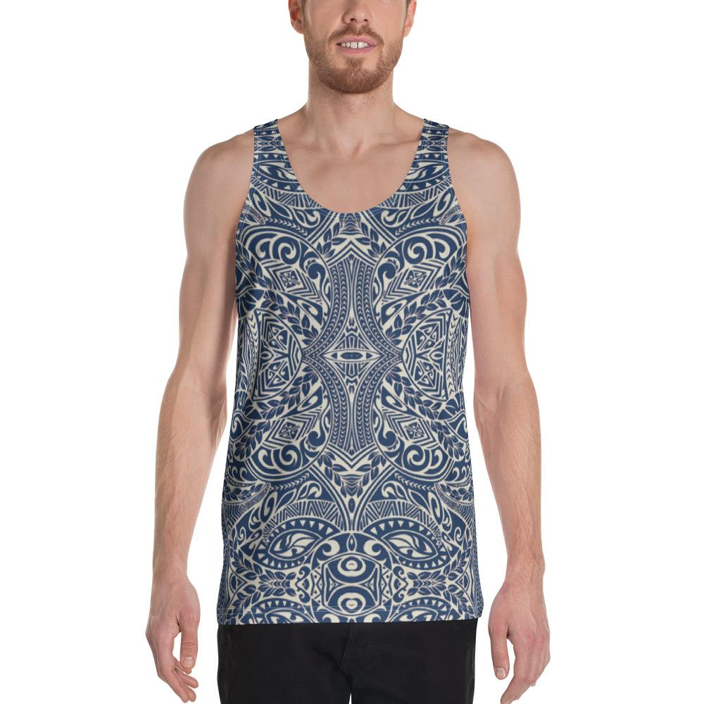 Polynesian Culture Blue White - Hawaii Men's Tank Top White - Polynesian Pride