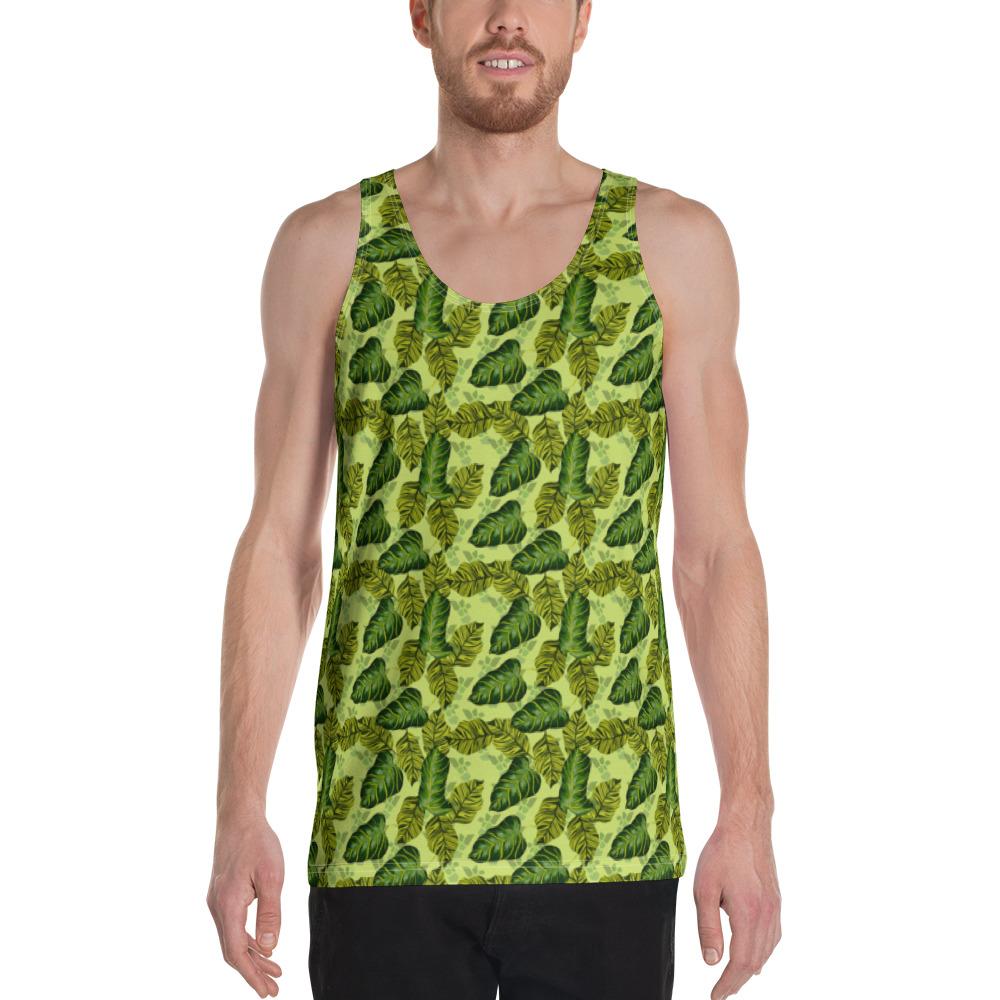 Tropical Green Hawaii Men's Tank Top AH White - Polynesian Pride