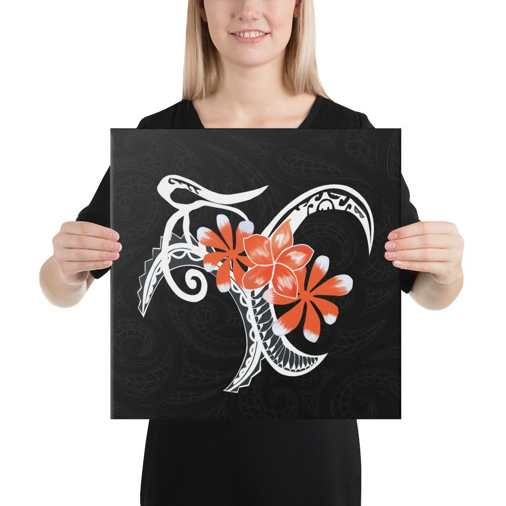 Plumeria Polynesia Orange Canvas 16x16 Canvas Orange - Polynesian Pride