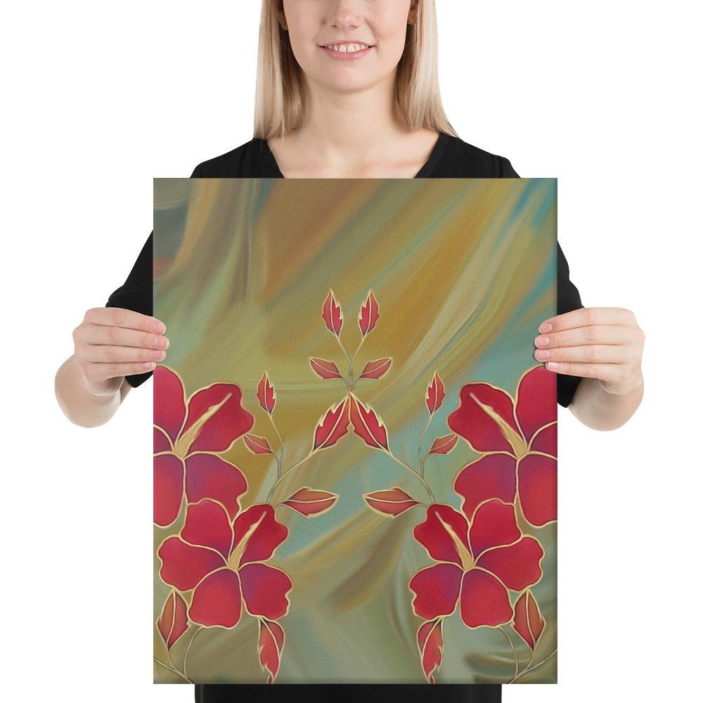 Hibiscus Water Color Canvas 16x20 Canvas White - Polynesian Pride