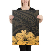 Royal Hibiscus Polynesian Tribal Golden Canvas 18x24 Canvas Gold - Polynesian Pride