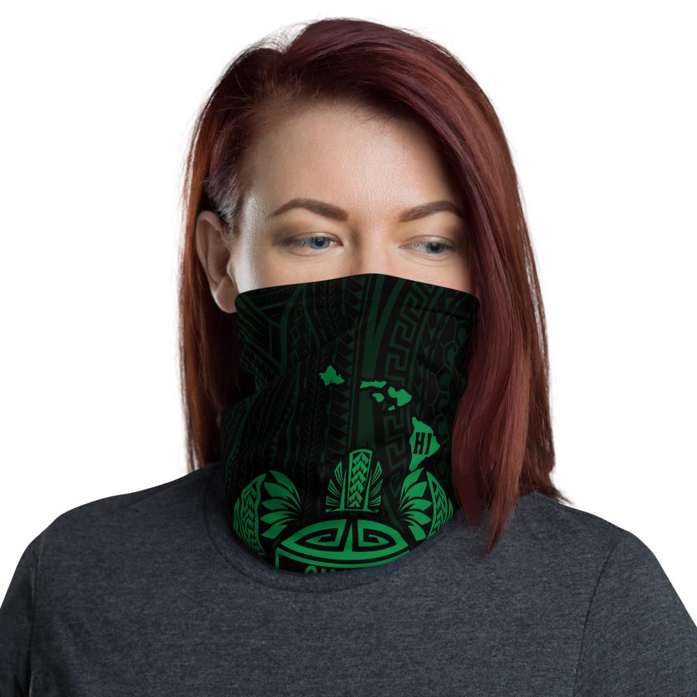 Hawaii Bandana Map Turtle Ohana Hibiscus Kakau Polynesian Neck Gaiter - Green Green One Size - Polynesian Pride