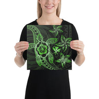 Kanaka Map Hibiscus Plumeria Turtle Art Green Polynesian Canvas 12x12 Canvas Green - Polynesian Pride