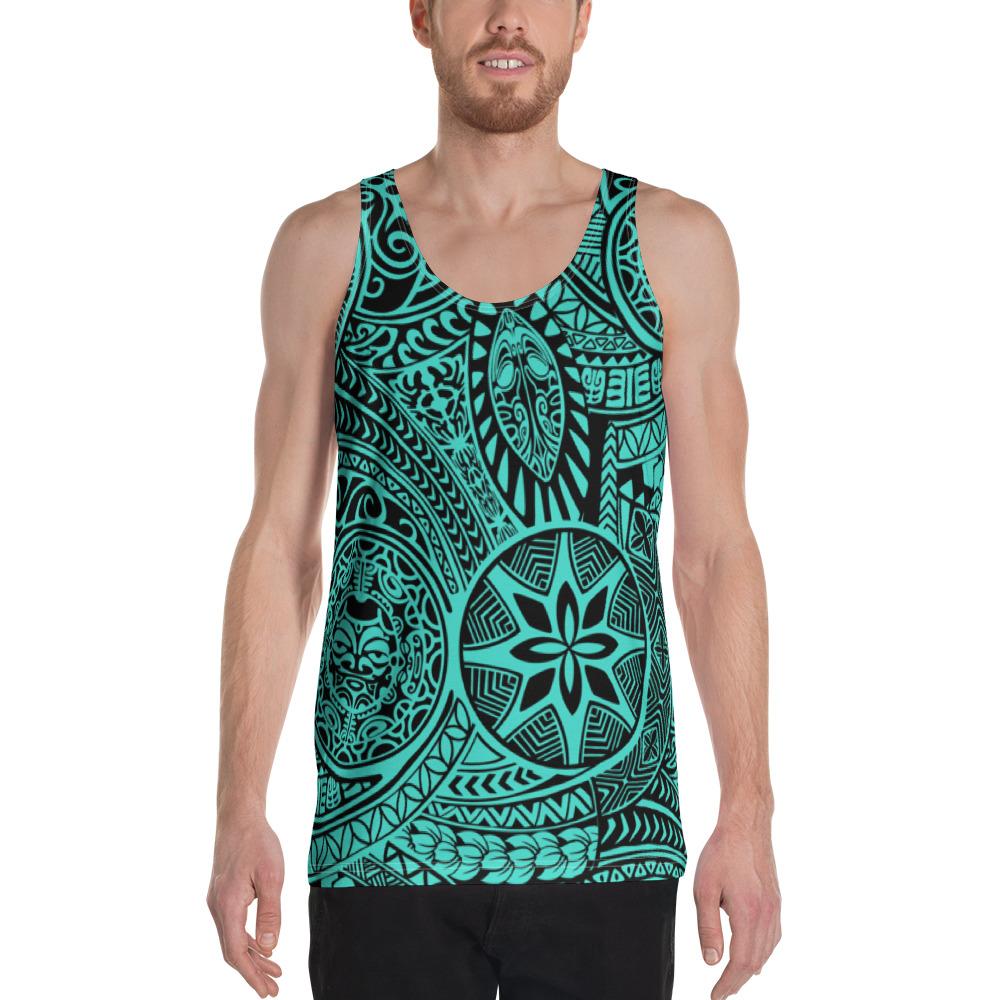 Polynesian Hawaiian Style Tribal Tattoo Turquoise - Hawaii Men's Tank Top Turquoise - Polynesian Pride