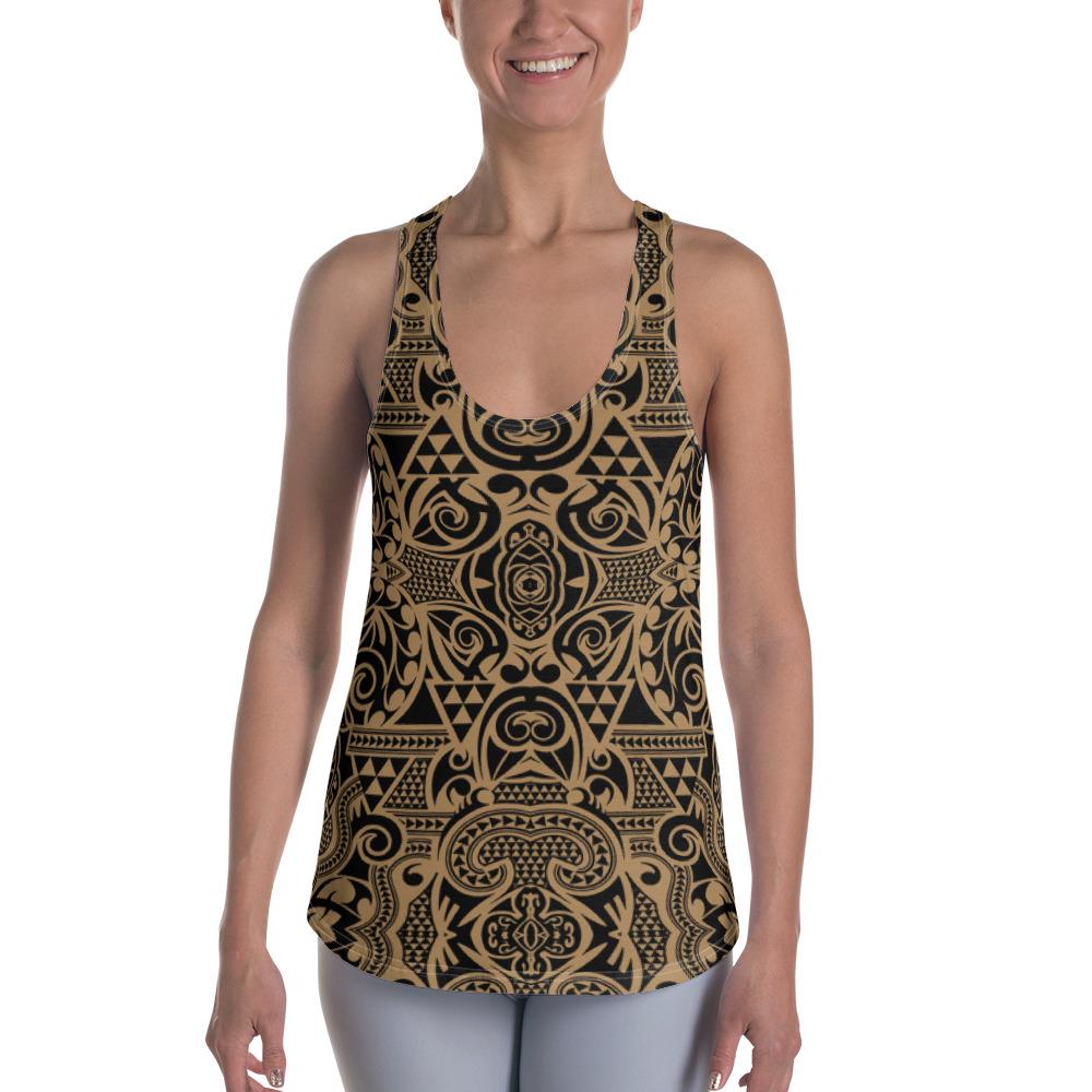 Polynesian Kakau Turtle Gold Hawaii Women's Racerback Tank Top Art - Polynesian Pride