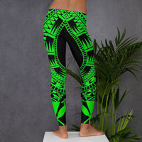 Hawaii Women Leggings Polynesian Pattern Green - Polynesian Pride