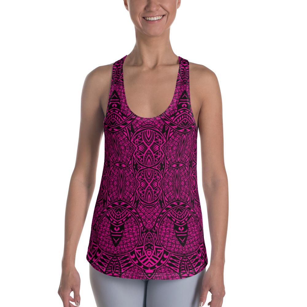 Polynesian Lauhala Mix Pink Hawaii Women's Racerback Tank Top Art - Polynesian Pride