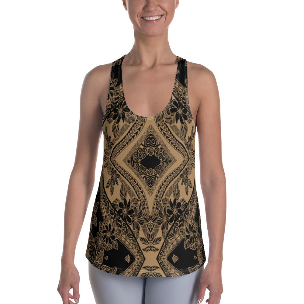 Polynesian Plumeria Mix Gold Black Hawaii Women's Racerback Tank Top Art - Polynesian Pride