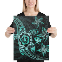 Kanaka Map Hibiscus Plumeria Turtle Art Turquoise Polynesian Canvas 16x20 Canvas Turquoise - Polynesian Pride