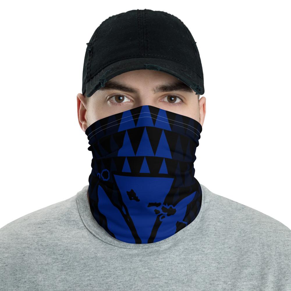 Hawaii Kanaka Map Kakau Neck Gaiter - Blue One Size Blue - Polynesian Pride