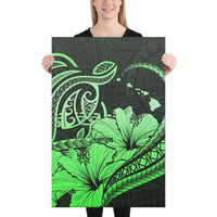 Hawaii Turtle Map Polynesian Green Canvas 24x36 Canvas Green - Polynesian Pride