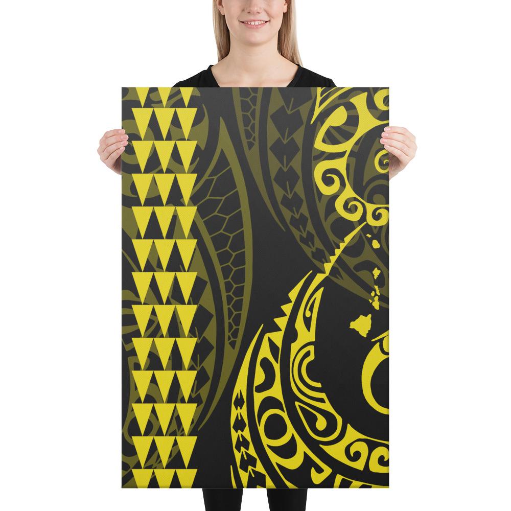 Hawaiian Map Polynesian Canvas Yellow 24x36 Canvas Yellow - Polynesian Pride