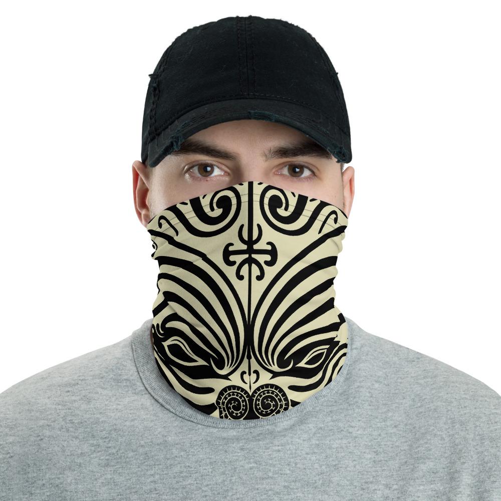 Polynesian Maori Mask Beige Unisex Neck Gaiter One Size Art - Polynesian Pride