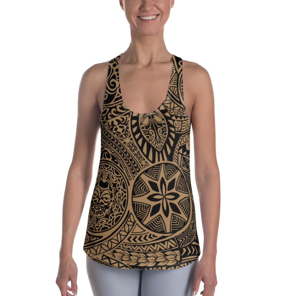 Polynesian Hawaiian Style Tribal Tattoo Gold Hawaii Women's Racerback Tank Top Art - Polynesian Pride