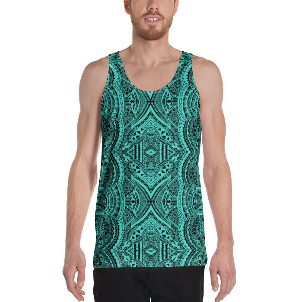 Polynesian Symmetry Turquoise - Hawaii Men's Tank Top Turquoise - Polynesian Pride