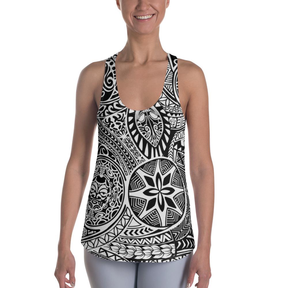 Polynesian Hawaiian Style Tribal Tattoo White Hawaii Women's Racerback Tank Top Art - Polynesian Pride