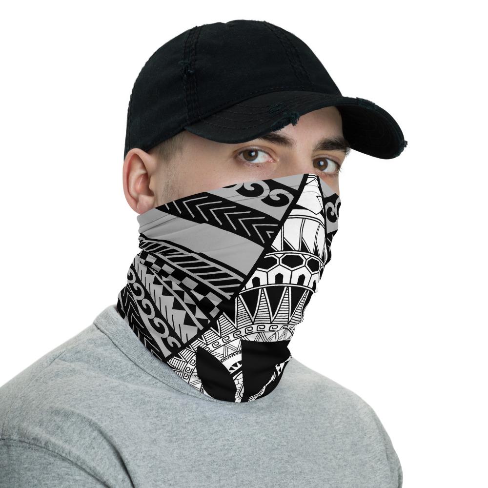 Hawaiian Bandana Kakau Kanaka Anchor Neck Gaiter - Triangle Style - AH - White - Polynesian Pride