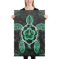 Turtle Hibiscus Green Canvas 24x36 Canvas Green - Polynesian Pride