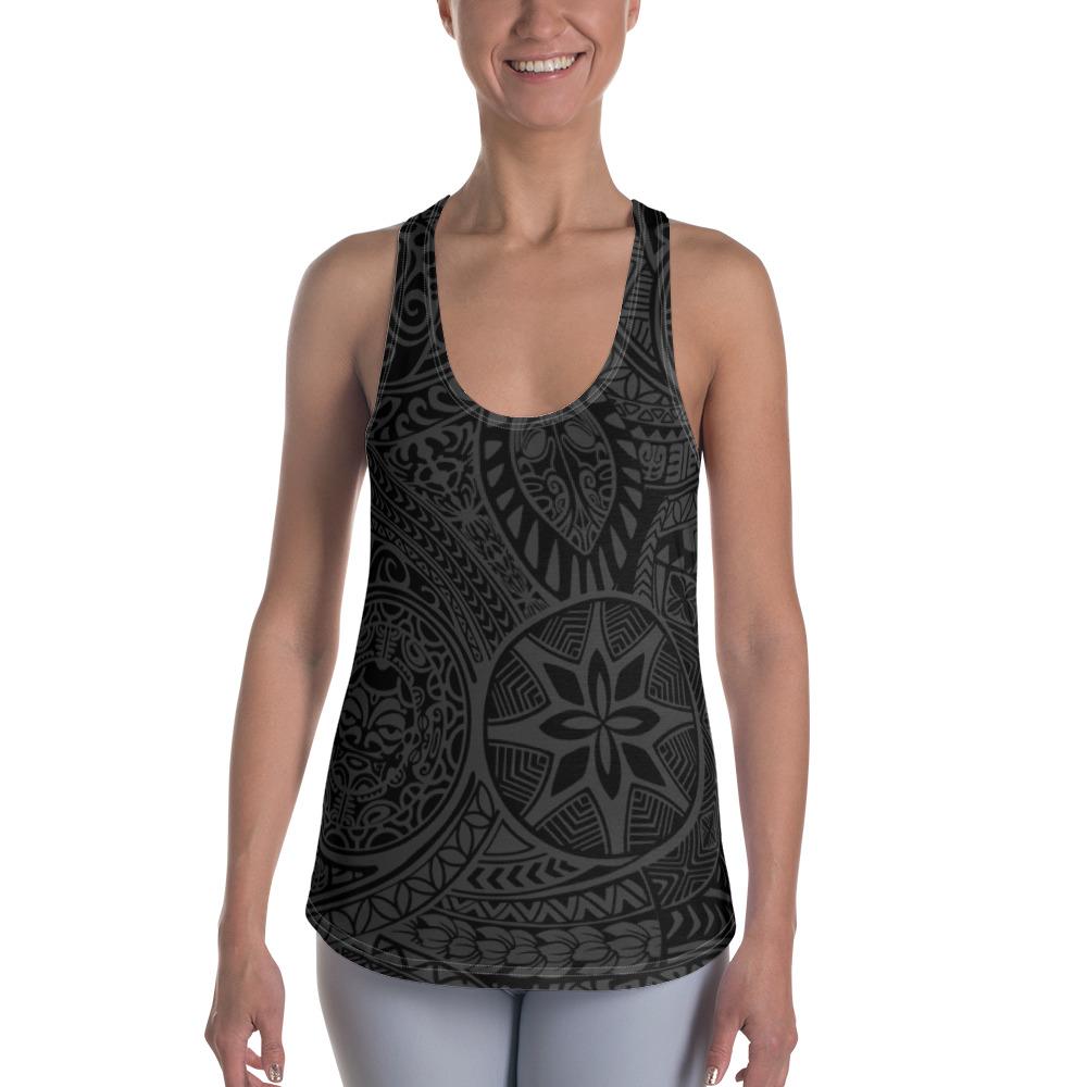 Polynesian Hawaiian Style Tribal Tattoo Gray Hawaii Women's Racerback Tank Top Art - Polynesian Pride