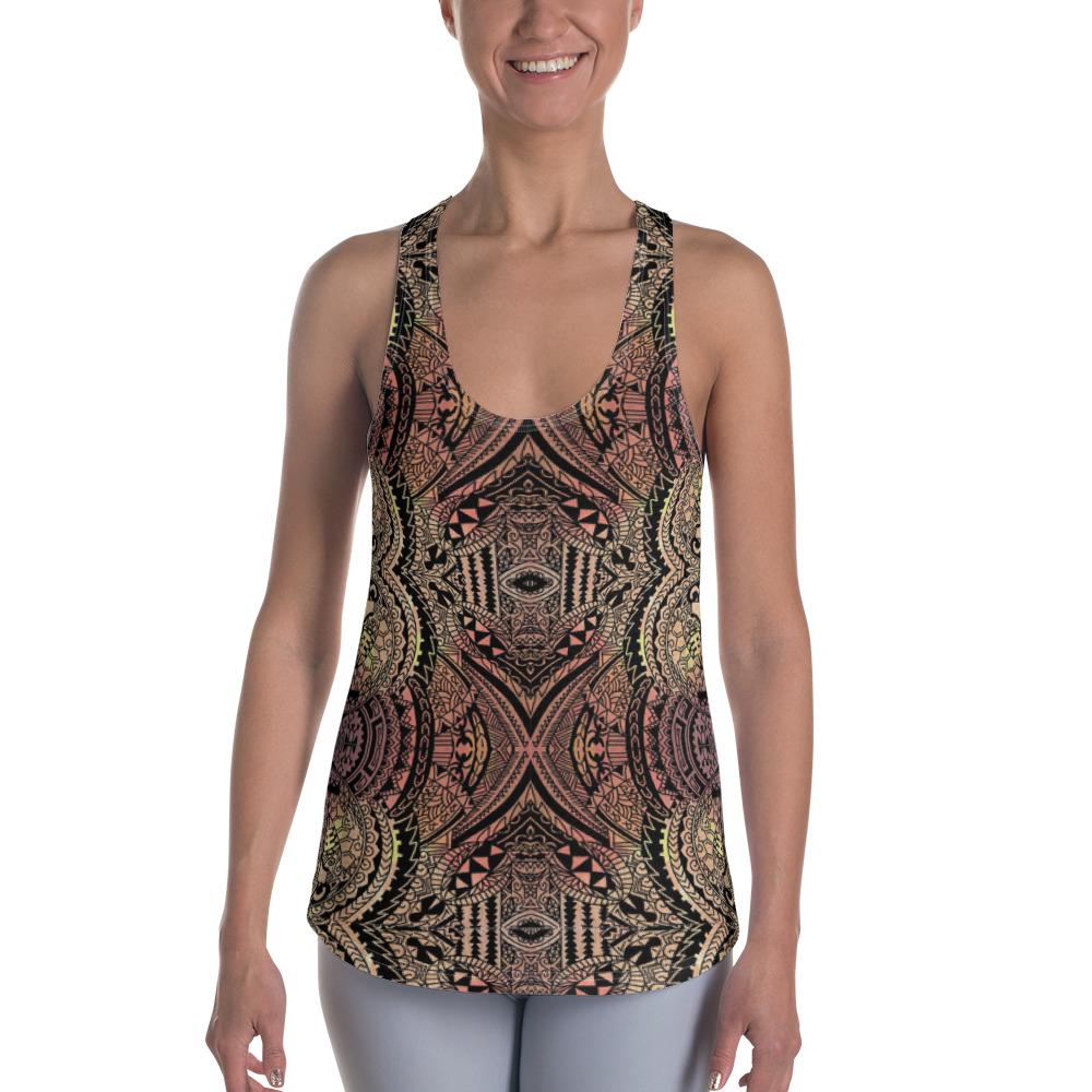 Polynesian Symmetry Brown Hawaii Women's Racerback Tank Top Art - Polynesian Pride