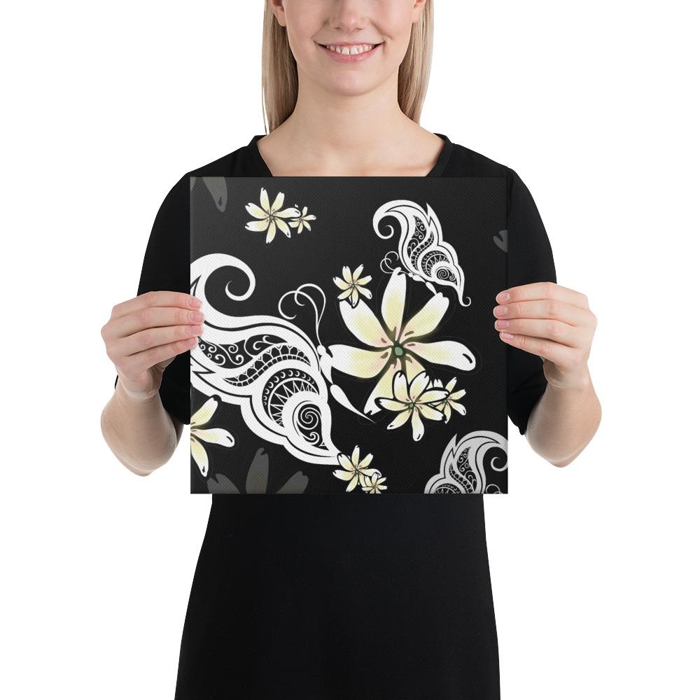 Plumeria Butterfly Canvas 12x12 Canvas White - Polynesian Pride