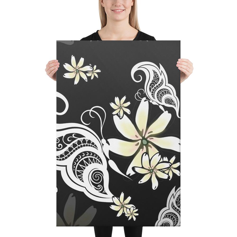 Plumeria Butterfly Canvas 24x36 Canvas White - Polynesian Pride