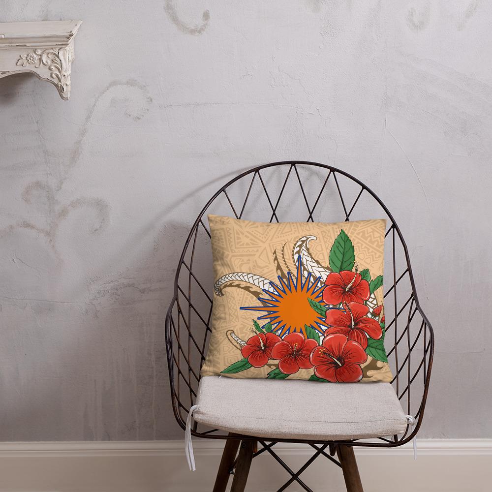Marshall Islands Polynesian Pillow - Hibiscus Coat of Arm - Polynesian Pride