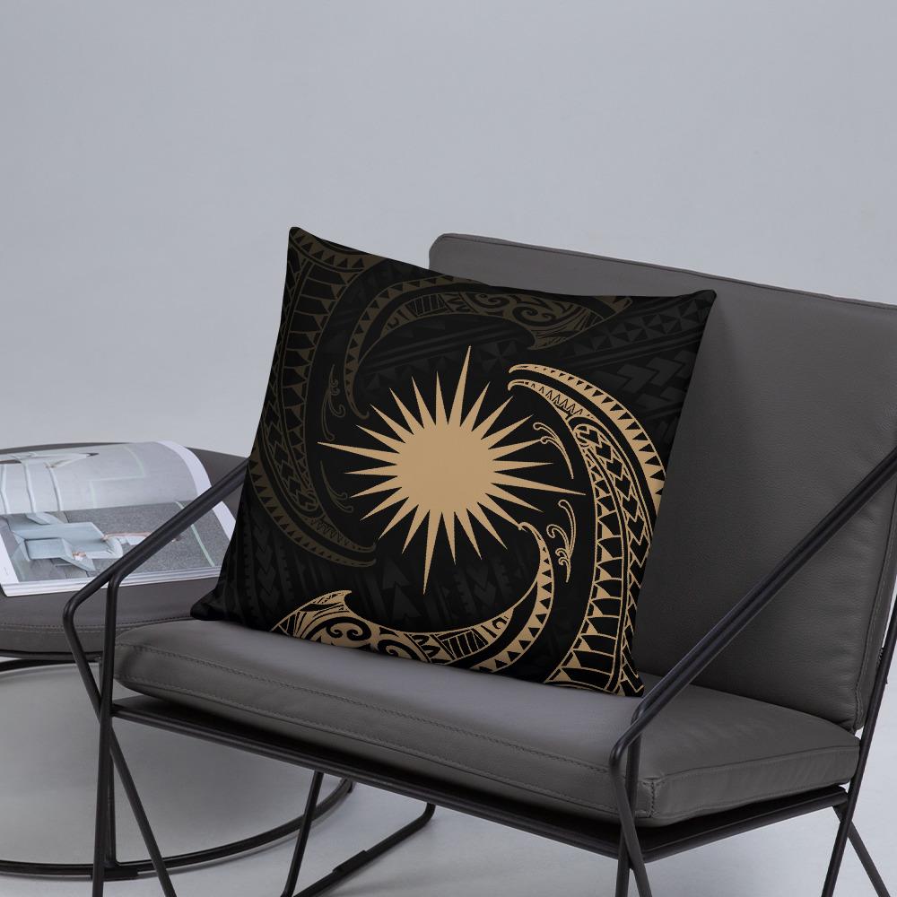 Marshall Islands Polynesian Basic Pillow - Gold Tribal Wave - Polynesian Pride