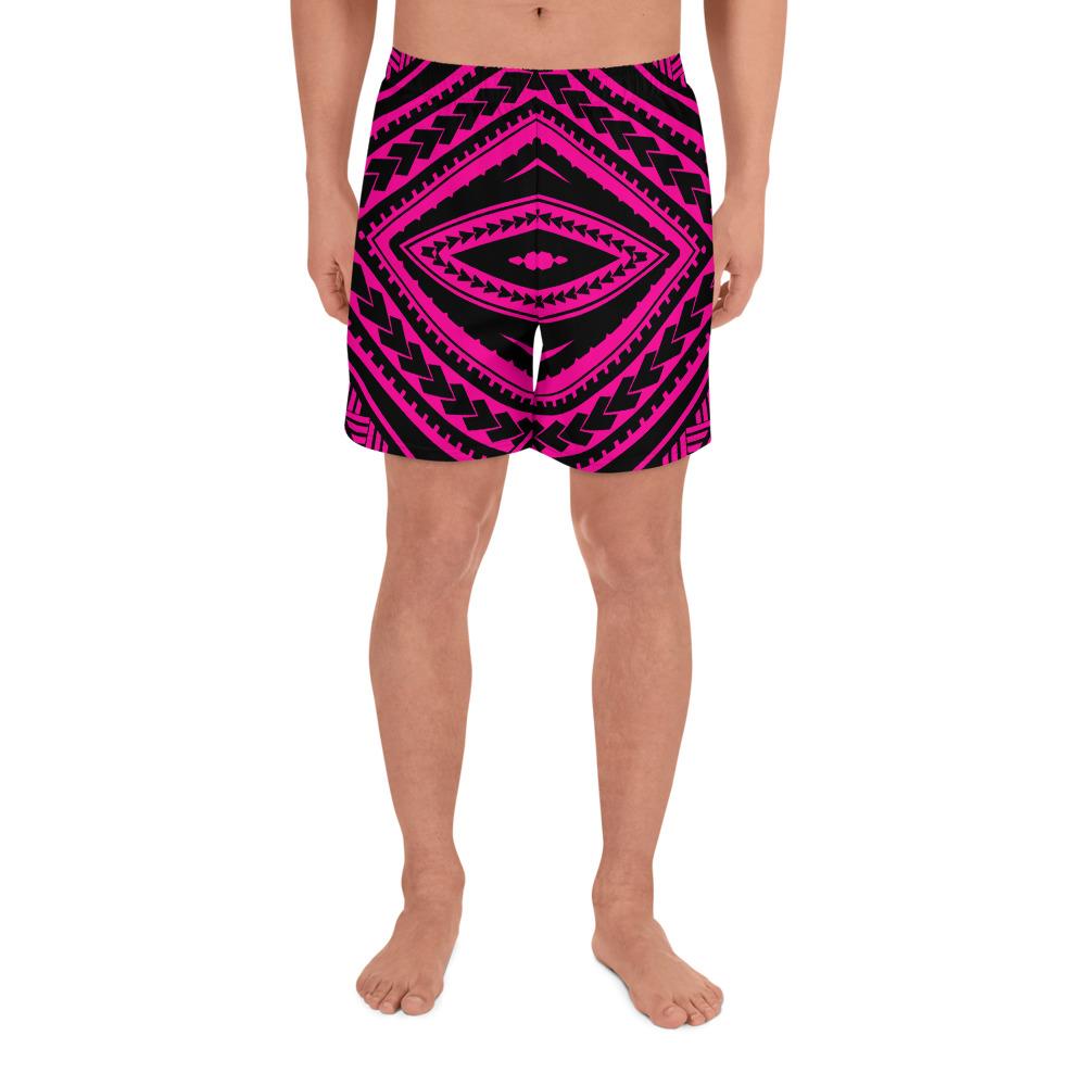 Polynesian Tatau Pink Men's Athletic Long Shorts Art - Polynesian Pride