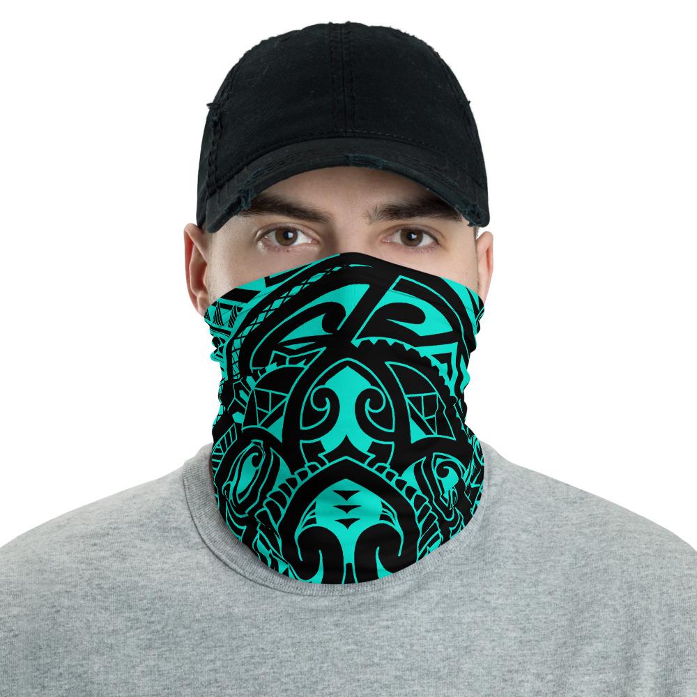 Hawaiian Bandana Turtle Turquoise Unisex Neck Gaiter One Size Black - Polynesian Pride