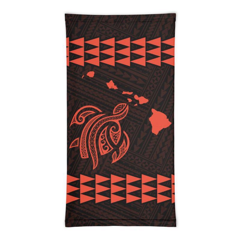 Hawaii Bandana Kakau Polynesian Turtle Map Neck Gaiter - Orange 1psc - Polynesian Pride