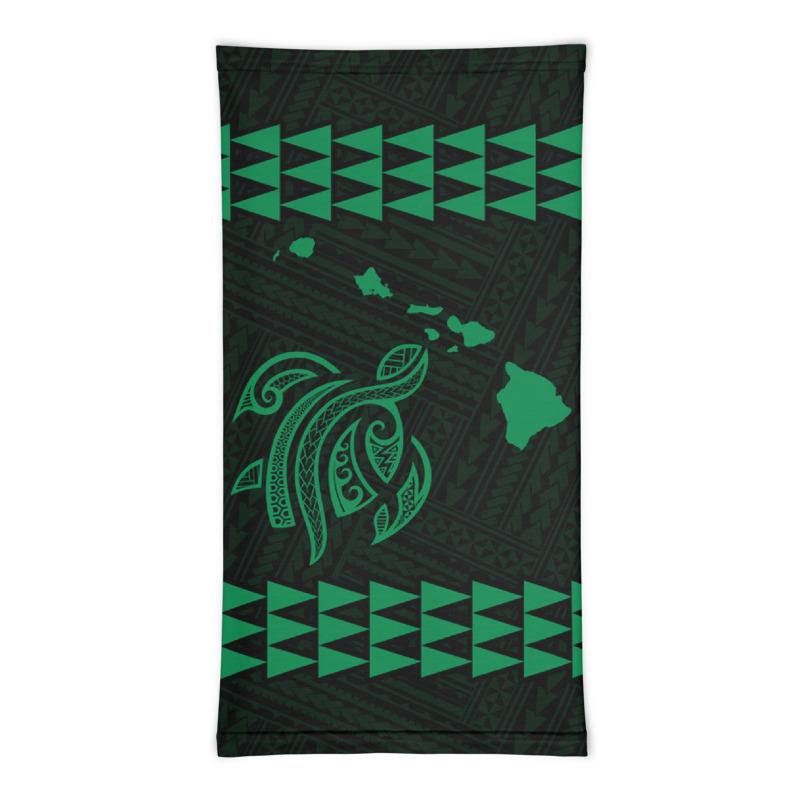 Hawaii Bandana Kakau Polynesian Turtle Map Neck Gaiter - Green - Polynesian Pride