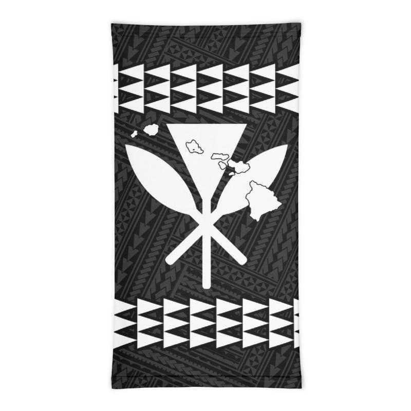Hawaii Bandana Kakau Polynesian Kanaka Map Neck Gaiter - White - Polynesian Pride