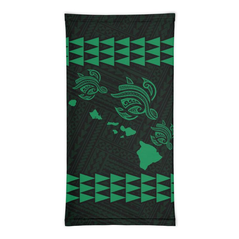 Hawaii Bandana Kakau Polynesian Three Turtle Map Neck Gaiter - Green - Polynesian Pride