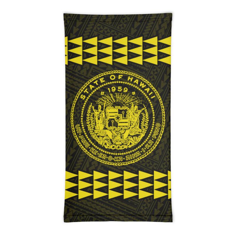 Hawaii Bandana Kakau Polynesian Coat Of Arms Neck Gaiter - Yellow - Polynesian Pride