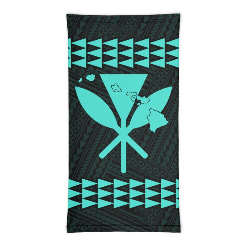 Hawaii Bandana Kakau Polynesian Kanaka Map Neck Gaiter - Turquoise - Polynesian Pride