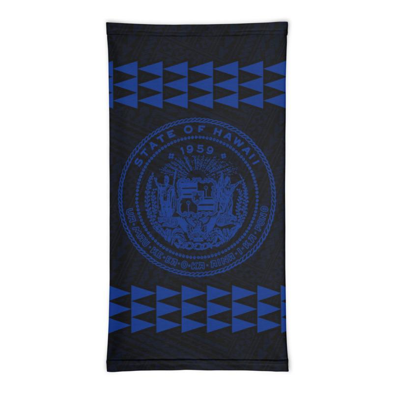 Hawaii Bandana Kakau Polynesian Coat Of Arms Neck Gaiter - Blue - Polynesian Pride