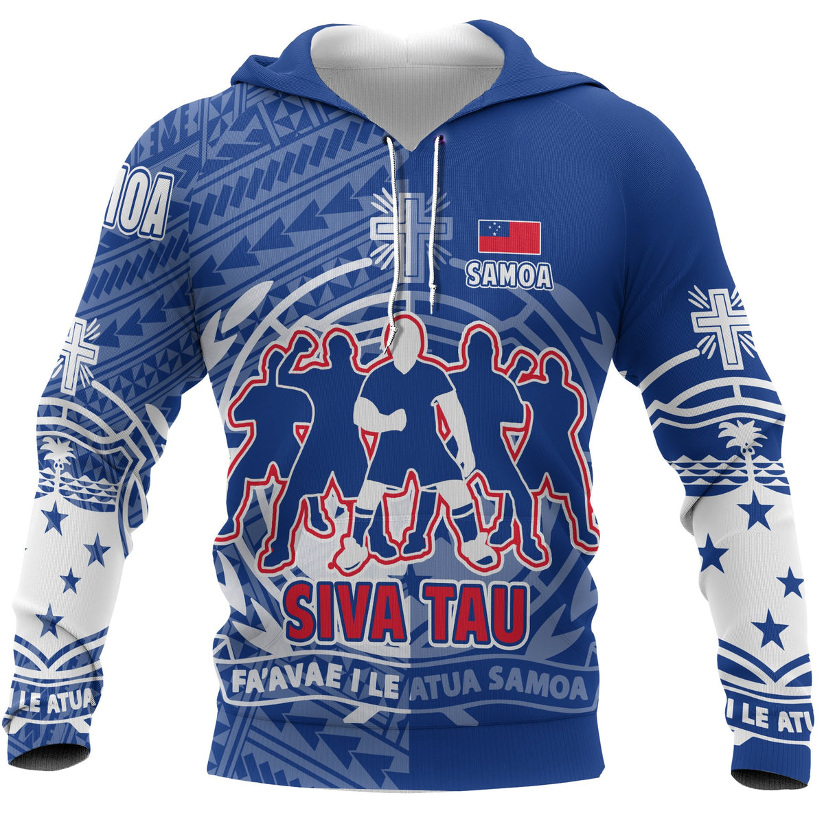 Samoa Hoodie Siva Tau Dance Unisex Blue - Polynesian Pride