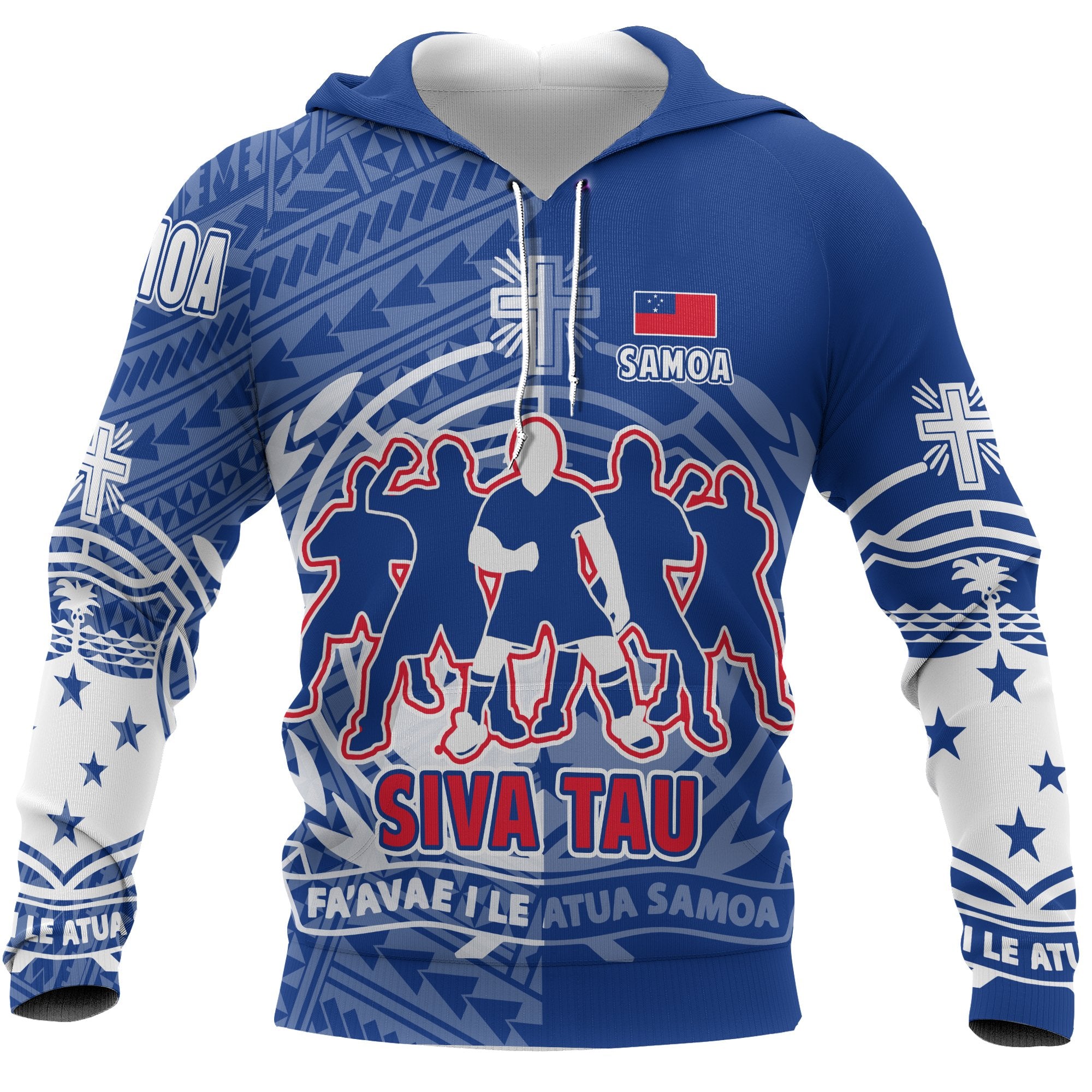Samoa Hoodie Siva Tau Dance Unisex Blue - Polynesian Pride