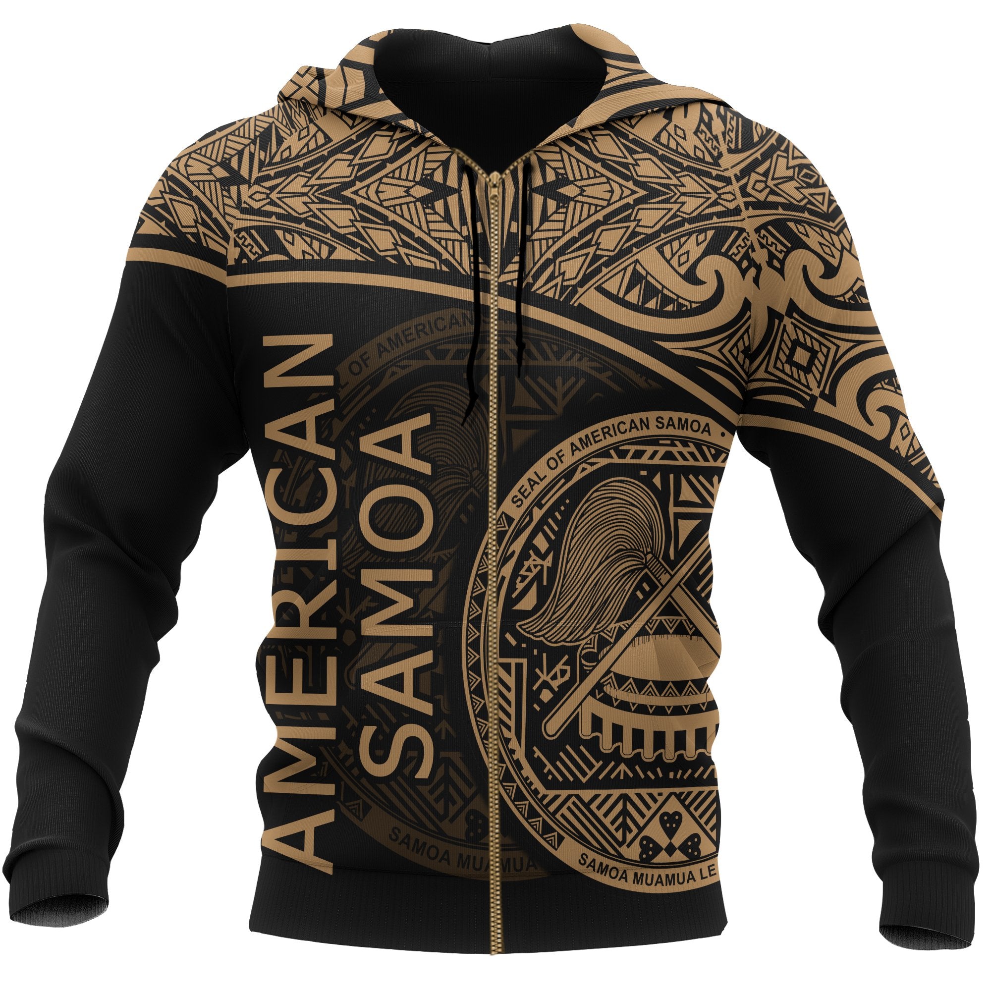 Polynesian American Samoa Zip up Hoodie Yellow Curve Unisex Yellow - Polynesian Pride