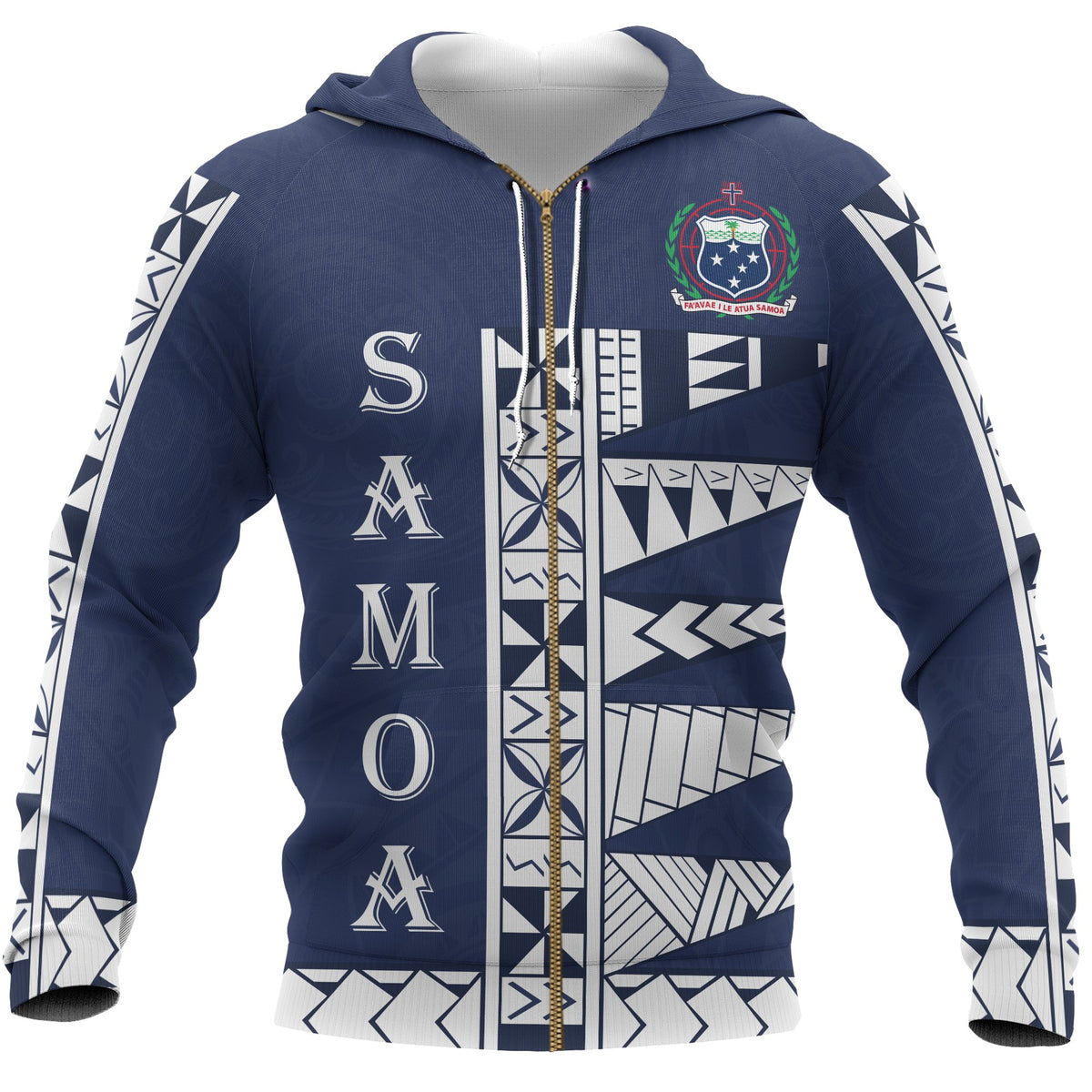 Samoa Polynesian Zip up Hoodie Unisex Blue - Polynesian Pride