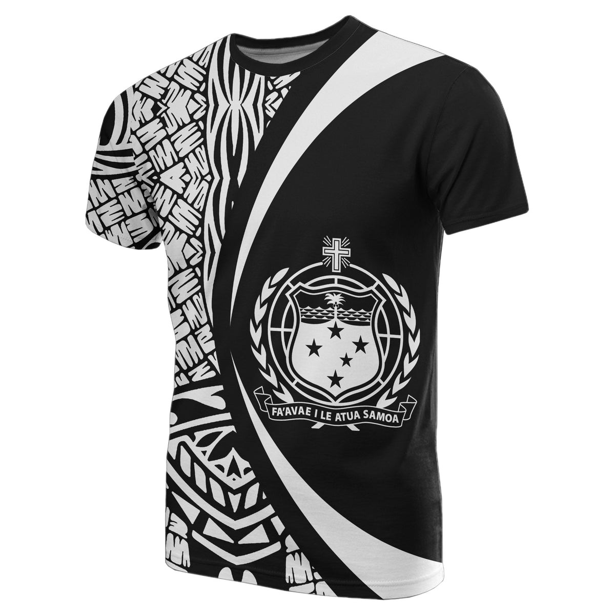 Samoa White Polynesian T Shirt Circle Style - Polynesian Pride