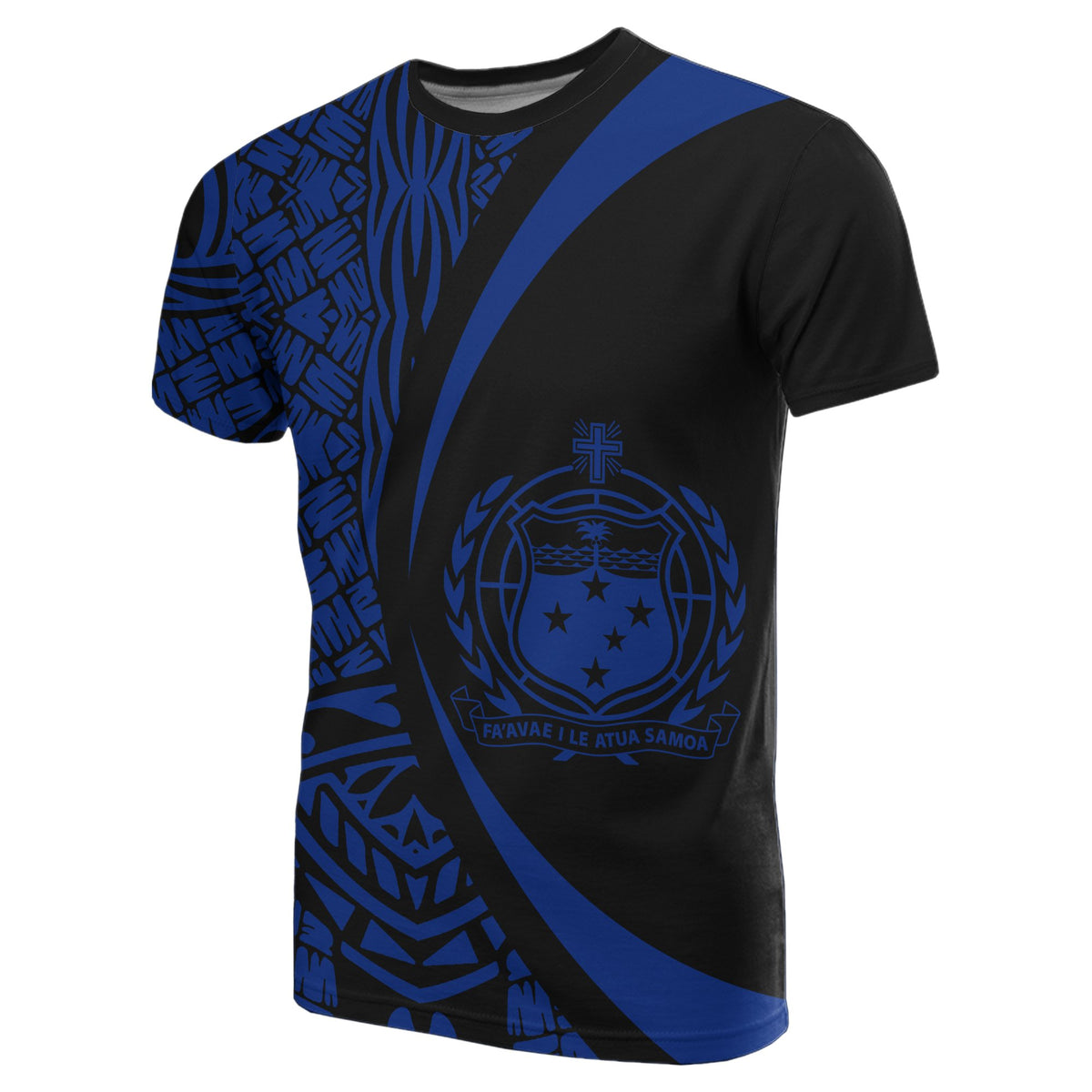 Samoa Blue Polynesian T Shirt Circle Style - Polynesian Pride
