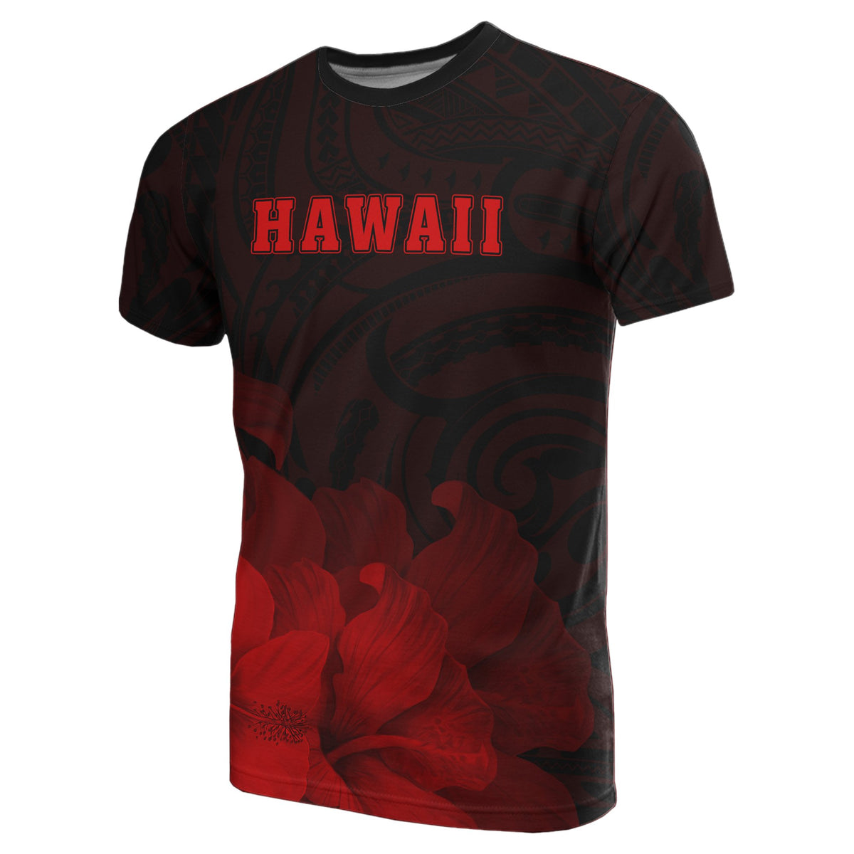 Hawaii State Hibiscus Red Polynesian T Shirt Floral Style - Polynesian Pride