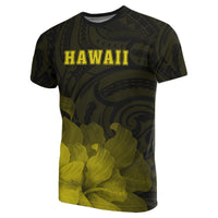 Hawaii State Hibiscus Yellow Polynesian T Shirt Floral Style - Polynesian Pride