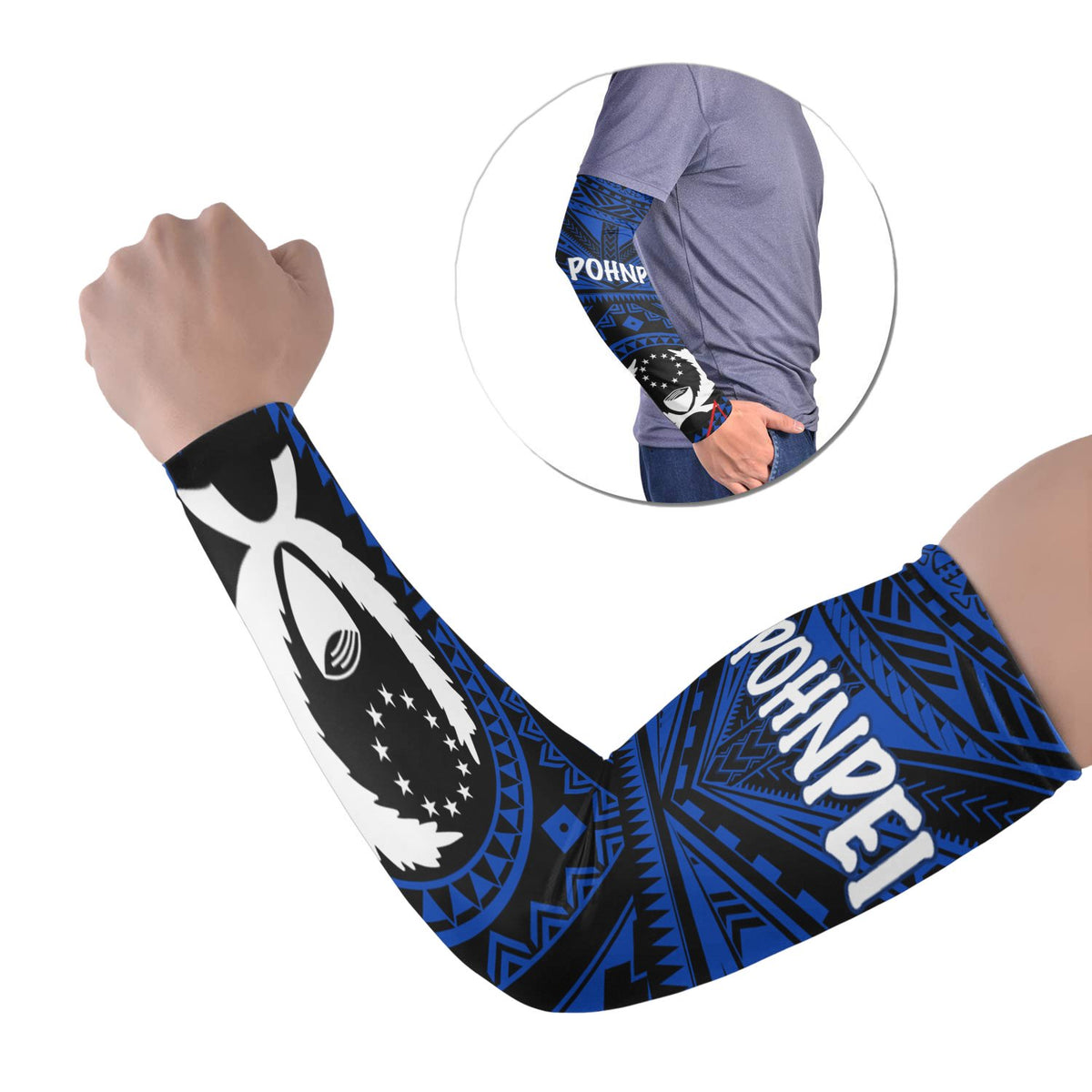 Cook Island Arm Sleeve - Seal With Polynesian Tattoo Style ( Blue) - Polynesian Pride