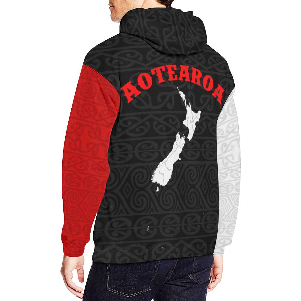 Aotearoa Maori Moko All Over Hoodie - Polynesian Pride
